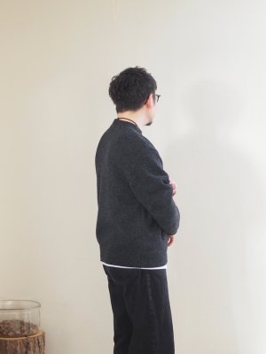 画像2: alvana(アルヴァナ) 5G LAMS WOOL CREW KNIT インクブラック