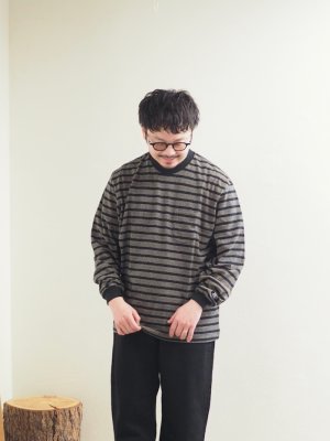 画像1: ENDS and MEANS(エンズアンドミーンズ) Horizontal Stripe L/S Tee ブラックストライプ