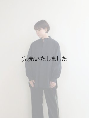 画像1: HONNETE(オネット) OVERSIZED TUCK SLEEVE SHIRTS HIGHCOUNT CRUSHED COTTON-ブラック