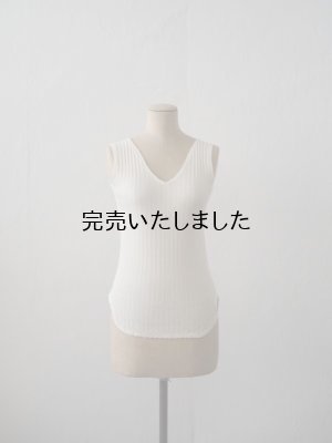 画像1: JöICEADDED（ジョイスアディッド） Picot hem Tank Top-コットンカシミヤタンクトップ-アイボリー