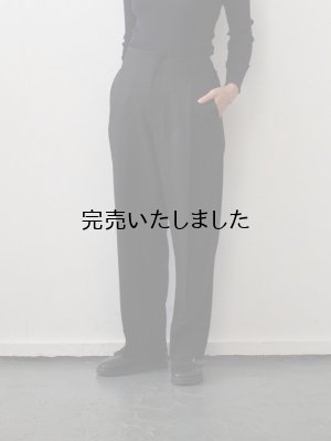 画像1: JöICEADDED（ジョイスアディッド） Deep Tuck Trousers-ウールスラックス- ブラック