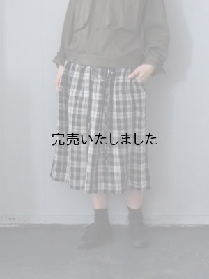 画像1: jujudhau(ズーズーダウ) KINCHAKU SKIRT-キンチャクスカート- リネン タータン