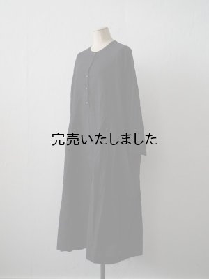画像1: jujudhau(ズーズーダウ) BUTTON DRESS-ボタンドレス-リネンコットンブラック