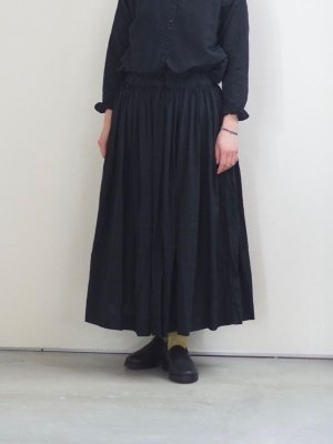 jujudhau(ズーズーダウ) GATHER SKIRT-ギャザースカート- リネンコットンブラック - and ordinary.