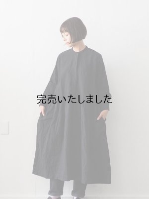 画像1:  jujudhau(ズーズーダウ) STAND COLLAR DRESS-スタンドカラードレス- リネンコットンブラック