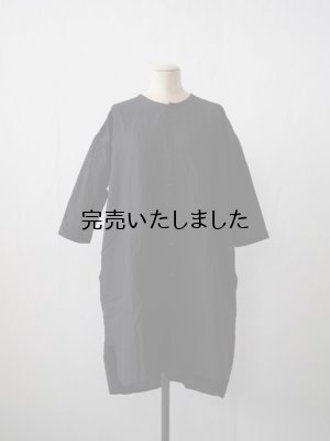 画像1: jujudhau(ズーズーダウ) SHIRTS TUNIC-シャツチュニック- LINEN COTTON BLACK