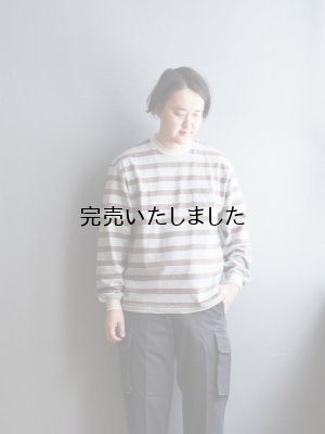 画像1: ENDS and MEANS(エンズアンドミーンズ) Horizontal Stripe L/S Tee サックスブラウンストライプ