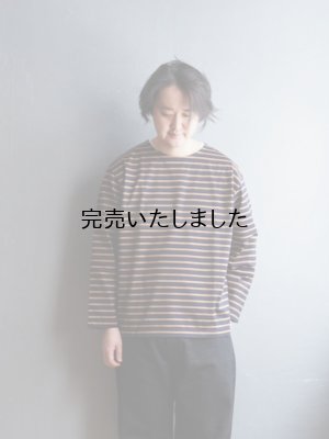 画像1: LA MOND(ラモンド) BASQUE SHIRT-ネイビー×ベージュ