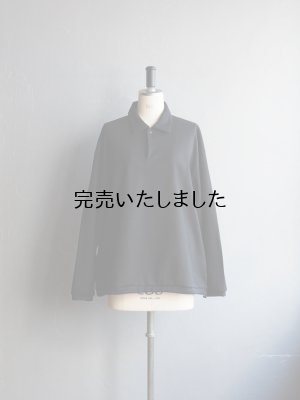 画像1: Still By Hand(スティルバイハンド) コットンラミースピンドルポロシャツ ブラック