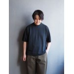 画像: Still By Hand(スティルバイハンド) リネンコットンニットTシャツ ブルーチャコール