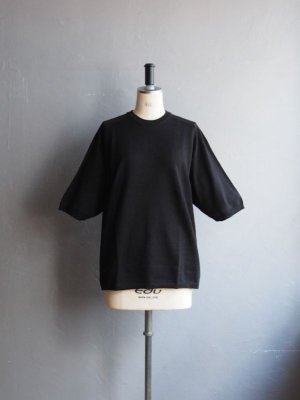 画像1: Still By Hand(スティルバイハンド) リネンコットンニットTシャツ ブラック