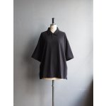 画像: Still By Hand(スティルバイハンド) カットソーポロシャツ ブラック