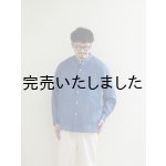 画像: Still By Hand(スティルバイハンド) リネンWポケットバンドカラーシャツ ブルー
