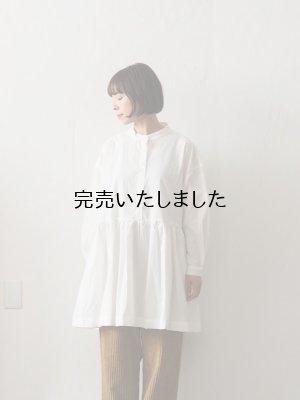 画像1: Yarmo(ヤーモ) Gathered Tunic Shirts-ギャザーチュニックシャツ-ホワイト